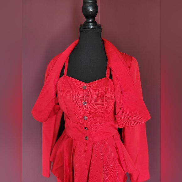 Vintage Gorgeous Red 2 pc dress, like new condition, Dry Cleaned - Picture 4 of 14